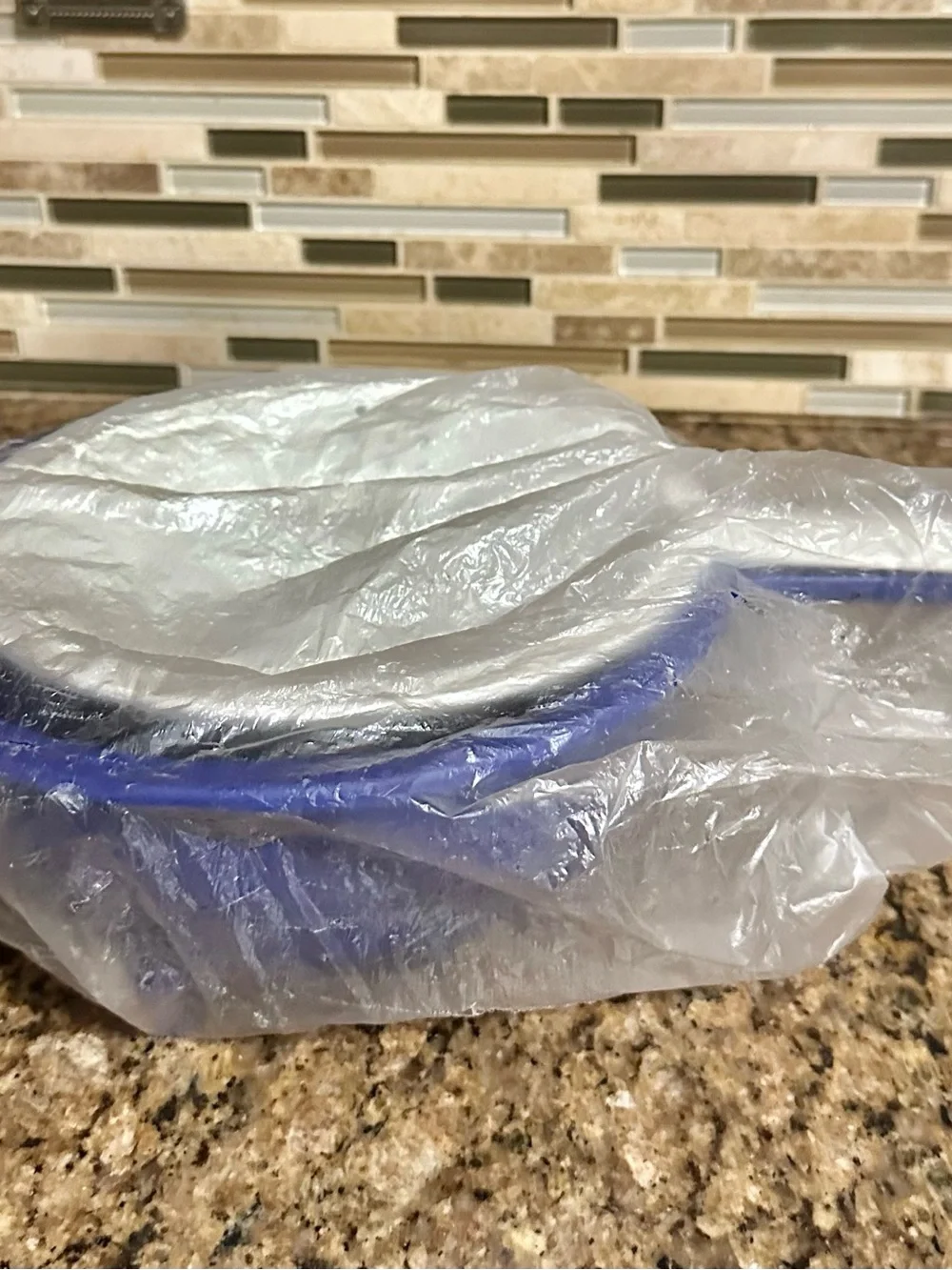 Tupperware Double Colander ~ set of 2 with Handle ~ Cobalt Blue